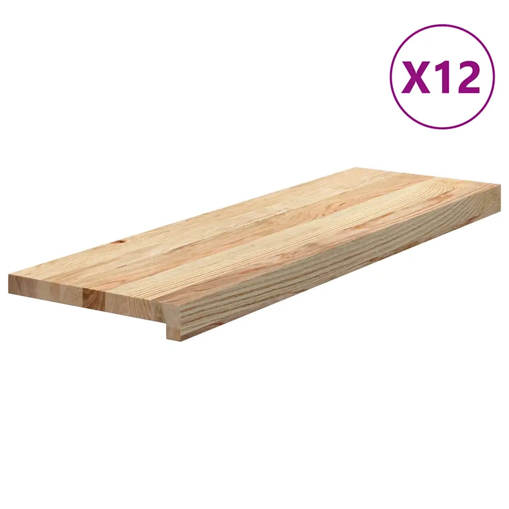 Gradini 12 pz 80x30x2 cm in Rovere Massello Non Trattato