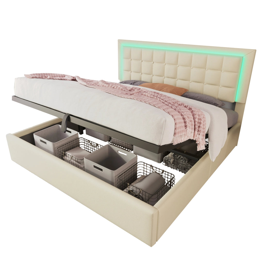 letto imbottito in pu bianco 140x200 cm