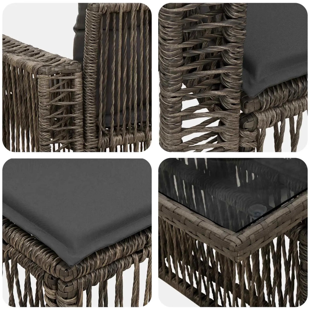 Set Divano da Giardino 9 pz Grigio e Grigio Scuro polyrattan 3436778