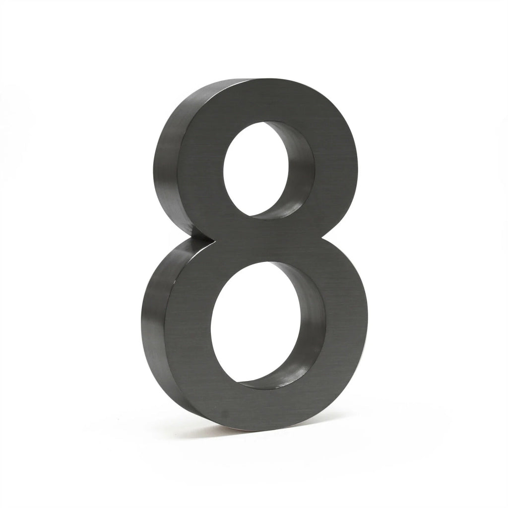 Targa con numero civico "8" Arial antracite 3D 20cm acciaio sottile resistente alle intemperie 16_0001445