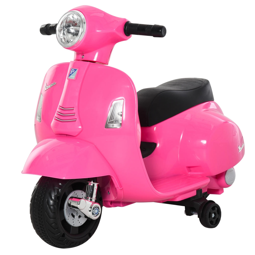 EasyComfort Moto Elettrica per Bambini 6V con Licenza Ufficiale Vespa Batteria, Motorino Elettrico per Bambini da 18-36 Mesi con Fari e Clacson, 66.5x38x52cm, Rosa