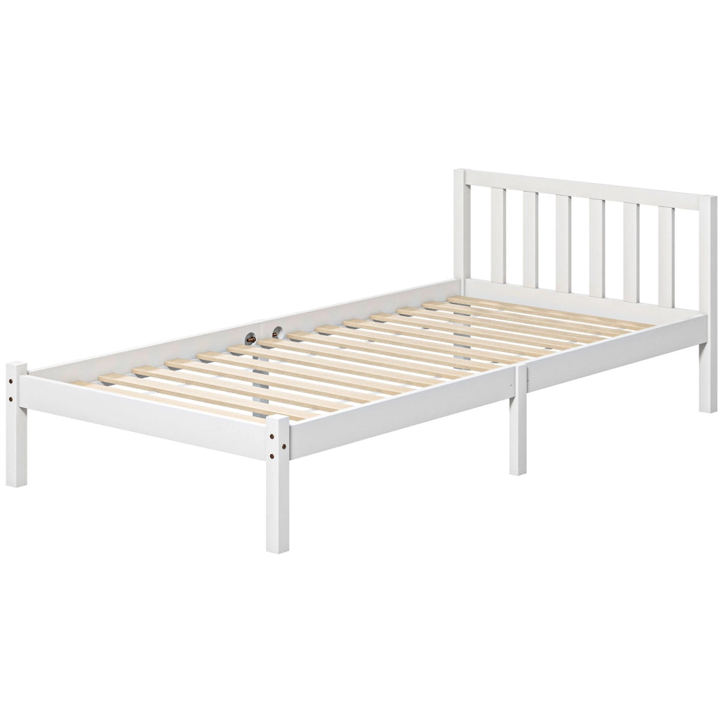 Letto Singolo con Testiera ¨C Minimal ¨C Legno 90x190 cm Bianco