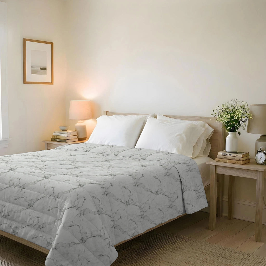 Trapuntino Double Face 1 Piazza e Mezzo 100gr con Stampa in Microfibra Marble