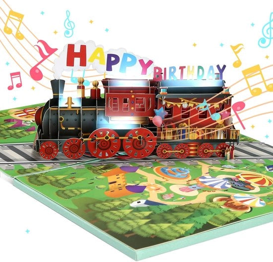 Carta di auguri con musica e luce - Carta pop-up - Carta di auguri per bambini - Carta di auguri con busta - Carta di auguri 3D - 28 x 18 cm