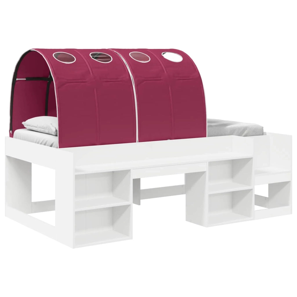 Letto con Tunnel 3 pcs Bianco e Rosso Legno ingegnerizzato