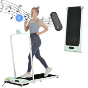 Tapis Roulant 2 in 1 Verde 1-6 km/h con Bluetooth, Display LED, Telecomando e Portata 90 kg