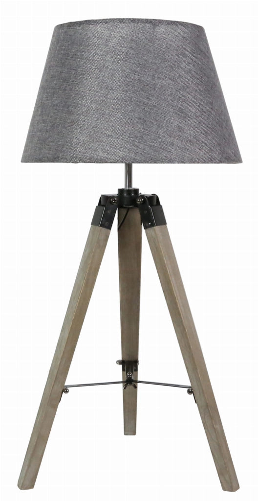 Candellux Lugano lampada da tavolo legno E27 68cm grigia