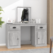 Toeletta con Specchio-Tavolo da Vanit¨¤ Grigio Sonoma 130x50x132,5 cm