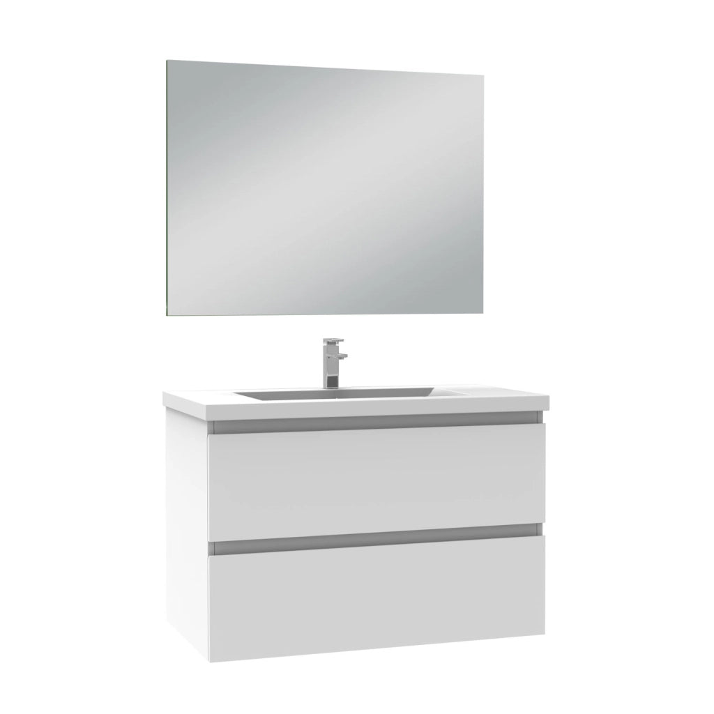 Mobile per bagno sospeso con lavabo da incasso 79 cm bianco