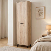 Palmoli, Guardaroba 1 Anta Appendiabiti, Marrone Rovere Grigio