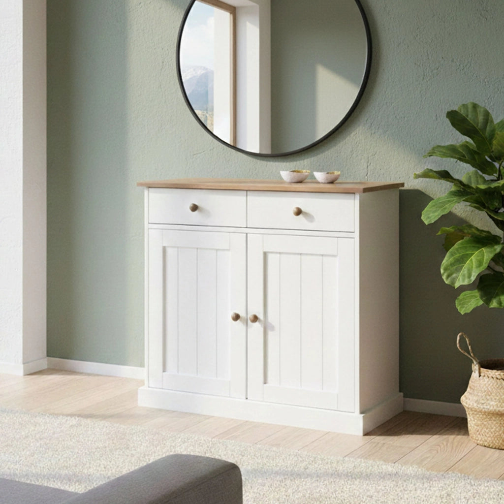 Madia Buja, Credenza 2 Cassetti, 90x45x86h cm Bianco