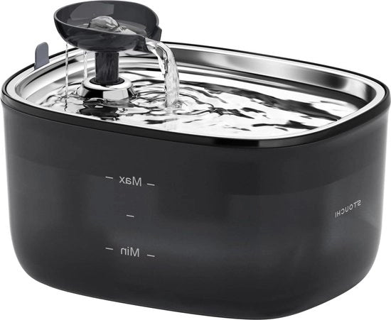 Fontana Acqua Silenziosa in Acciaio Inossidabile 2,5 Litri con Luce LED BPA Libero con Filtro Facile da Pulire - Fontana per Gatti e Cani