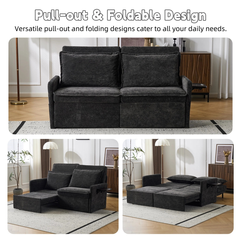 Divano letto con cuscini e USB ¨C zephmum ¨C nero