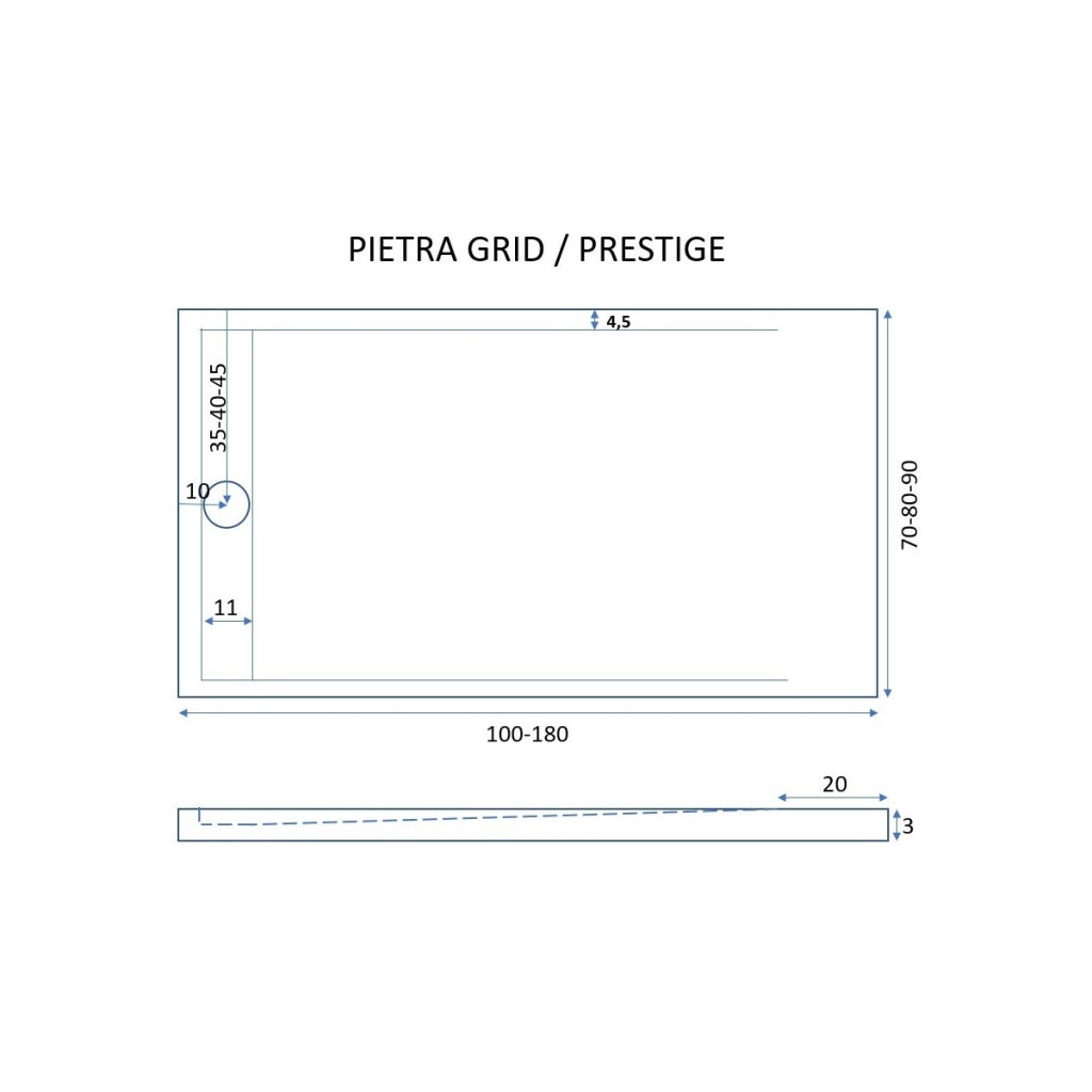 Piatto doccia in marmoresina tortora effetto pietra cemento prestige, misura 80x200