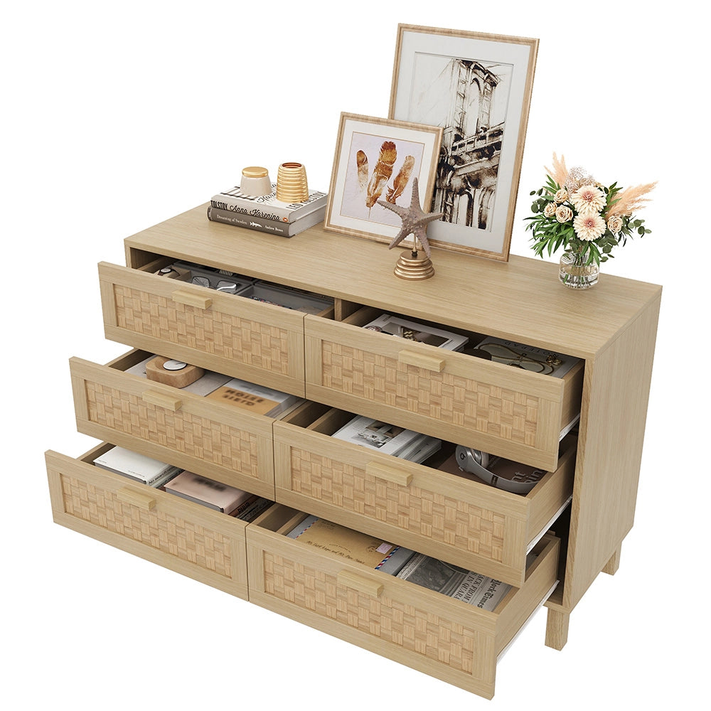 Com?? - Xylo - legno naturale 6 cassetti stile vimini