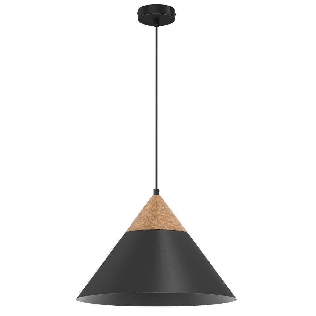 Lampada a sospensione Single nera/legno E27 Luminex