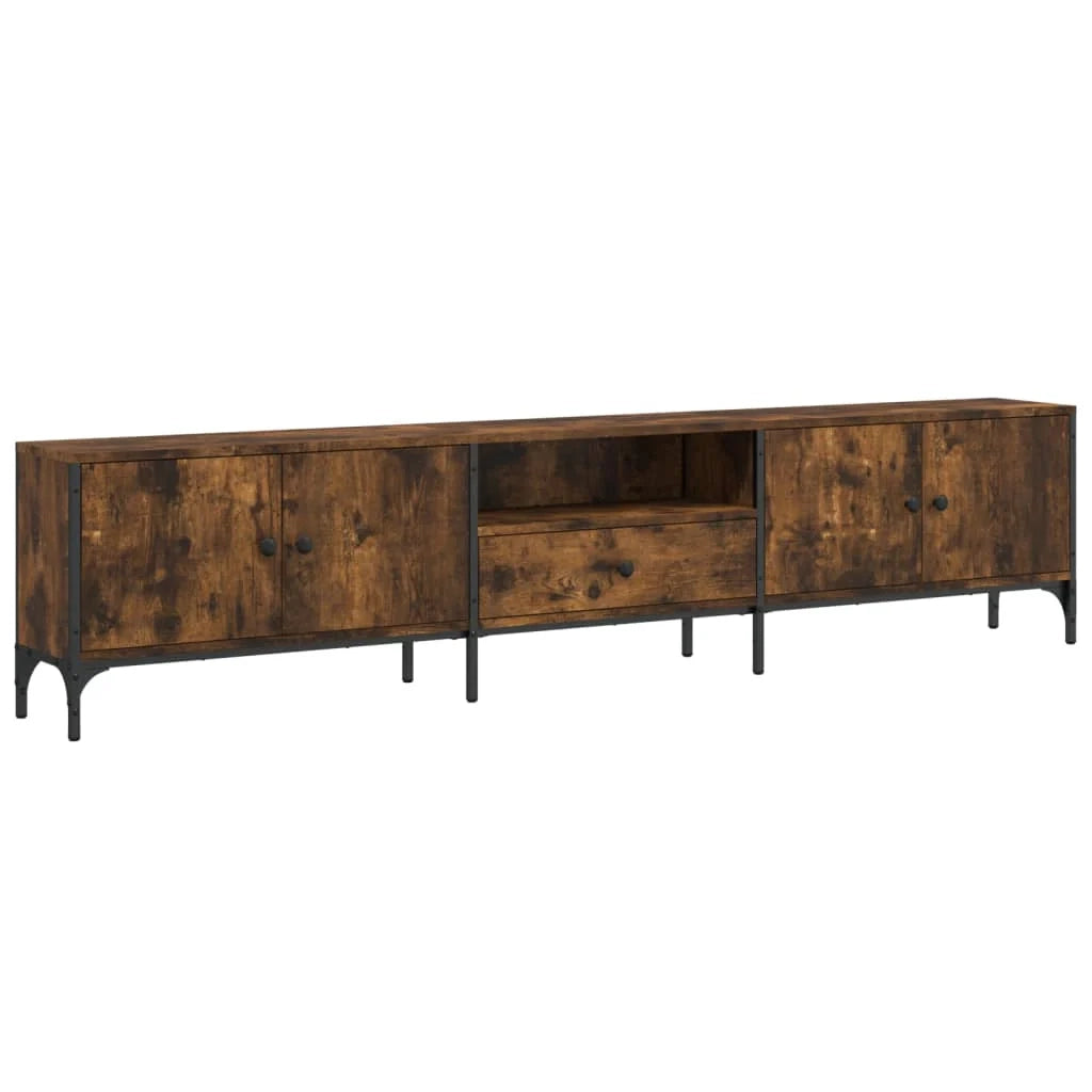 Mobile TV multimediale scaffale TV credenza mobile TV sala da pranzo soggiorno camera da letto con cassetto rovere affumicato 200 x 25 x 44 cm legno ingegnerizzato marrone 02_0028518