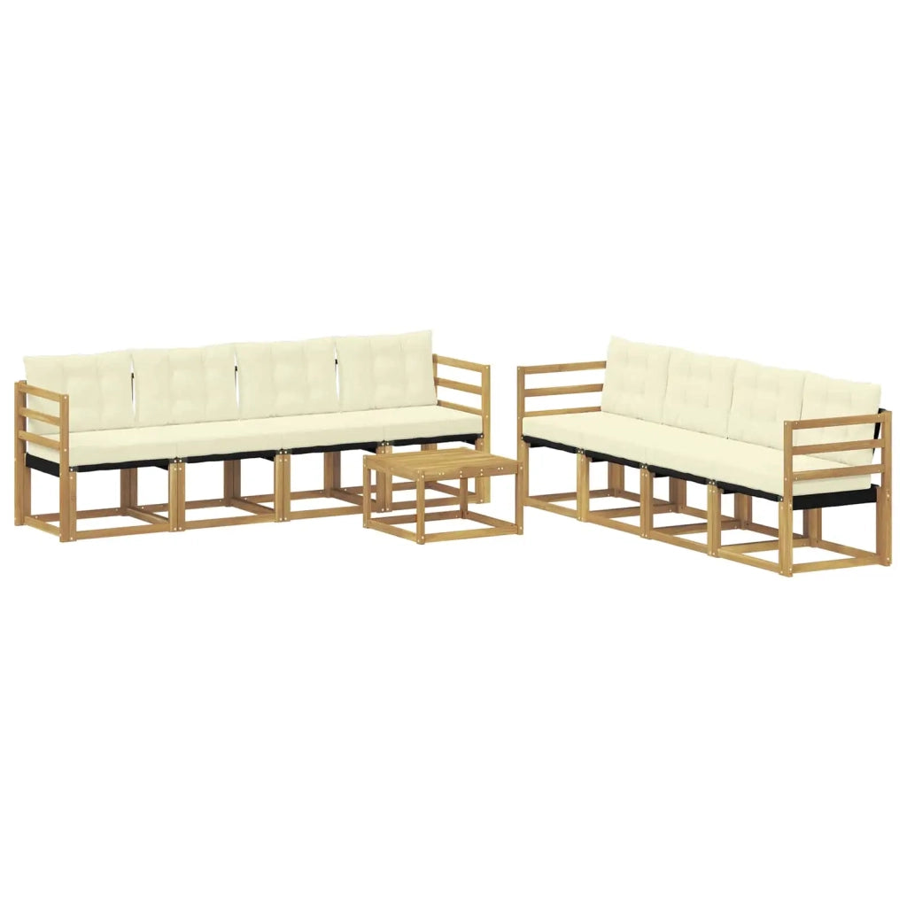 Set di divani da esterno 9 pz Bianco e Crema 3389320