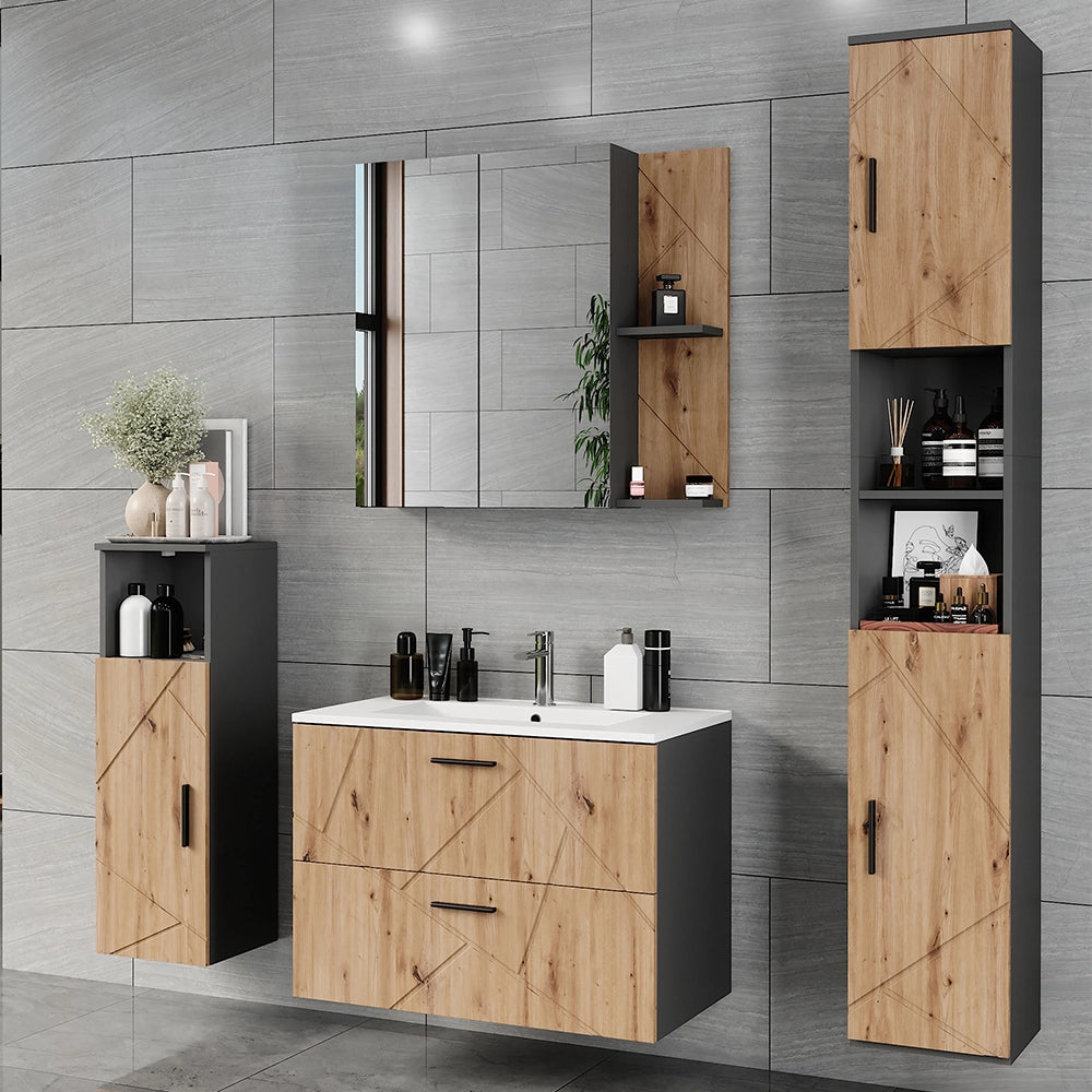 Vicco Set di mobili da bagno Antracite/Artisan 5 parti