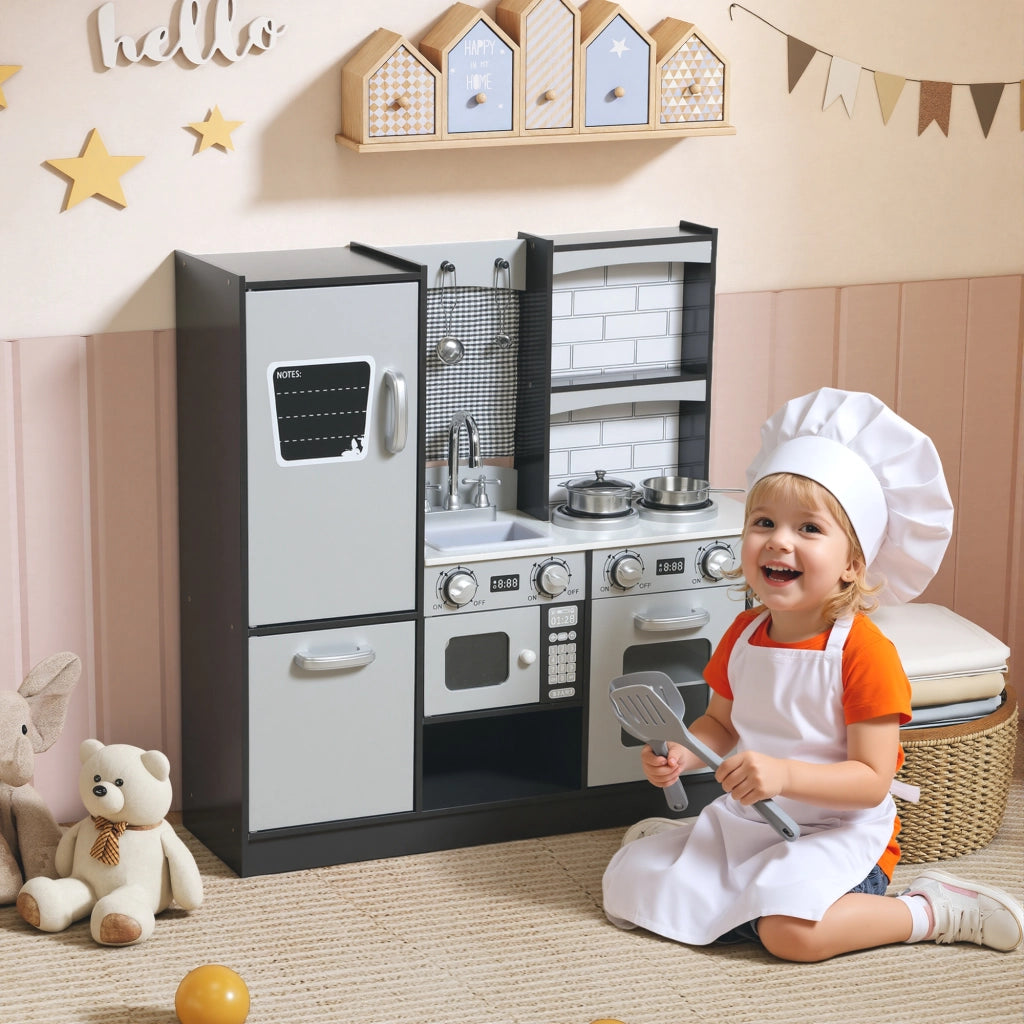 Cucina Giocattolo in Legno ¨C Xylo ¨C Set Completo con Accessori, Frigo, Lavandino, Suoni, 3-8 Anni, Marrone