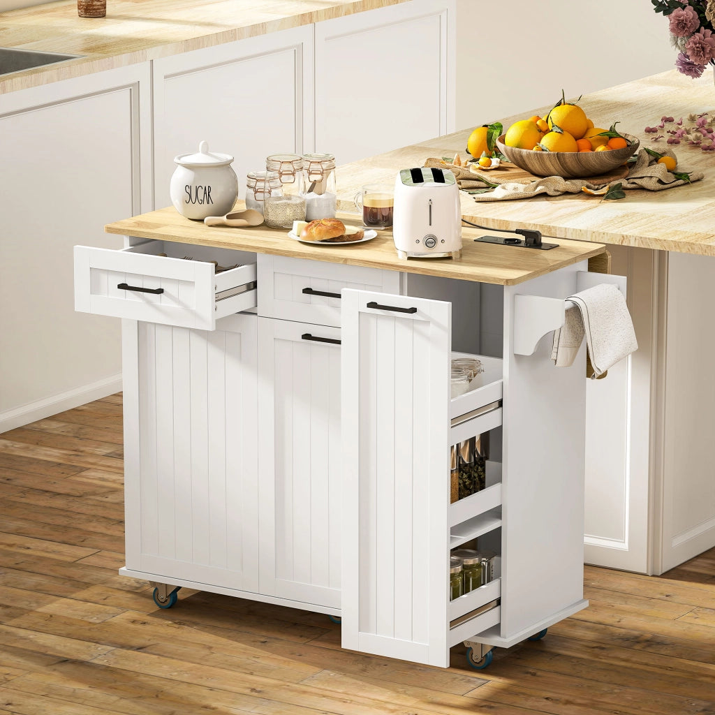 Tavolo da cucina mobile con presa e USB ¨C zephmum ¨C bianco