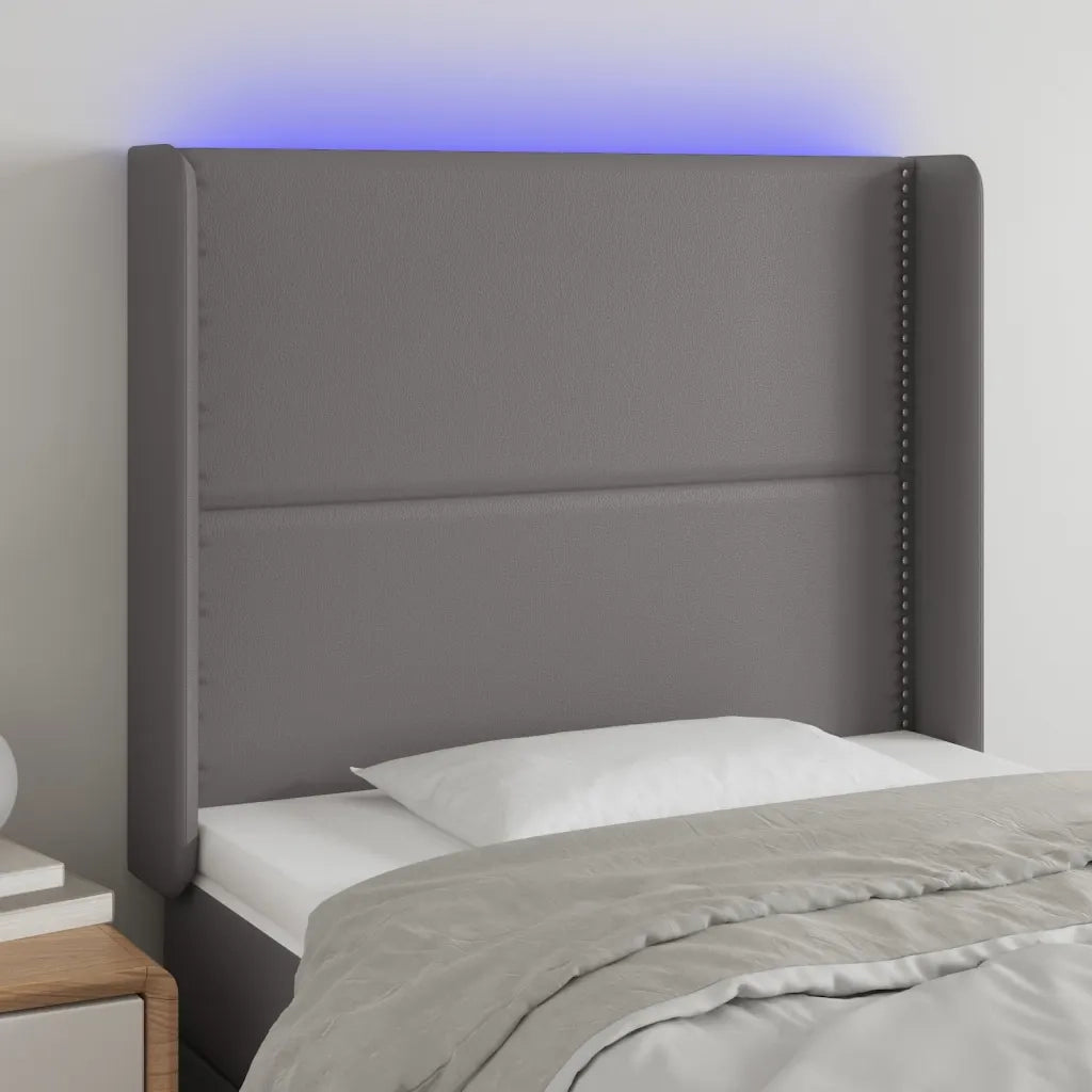 Testiera a LED-Testata con LED Grigio 103x16x118/128cm in Similpelle 355303