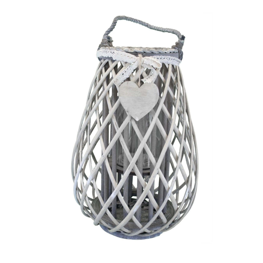 Lanterna in Vimini in Vimini Vetro cm 14x14x31 - TREV