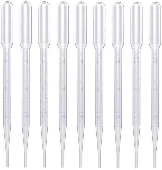 Pipette a 100 pezzi - Pipette di plastica per trasferimento - Pipette con scala graduata - Pipette da laboratorio - Ideali per liquidi - 3 ml
