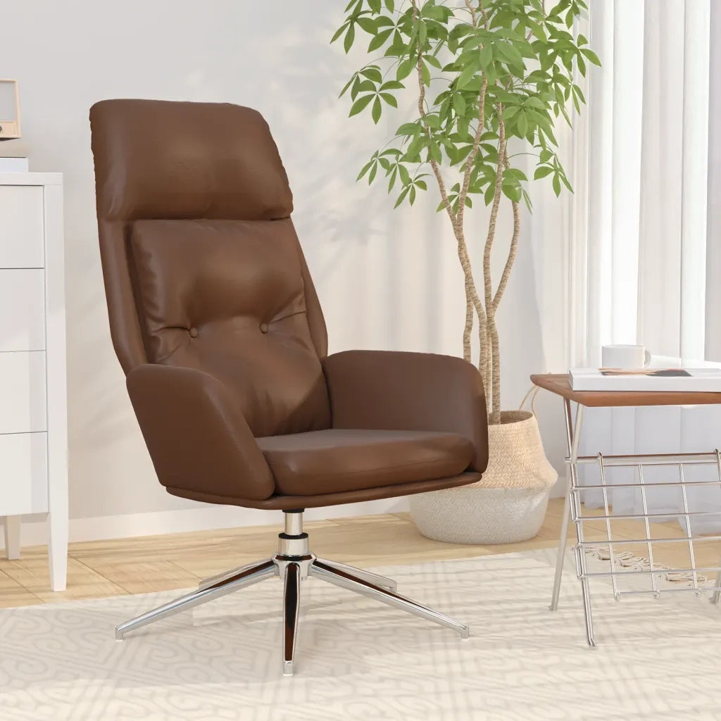 Sedia Relax Marrone in Vera Pelle 341286