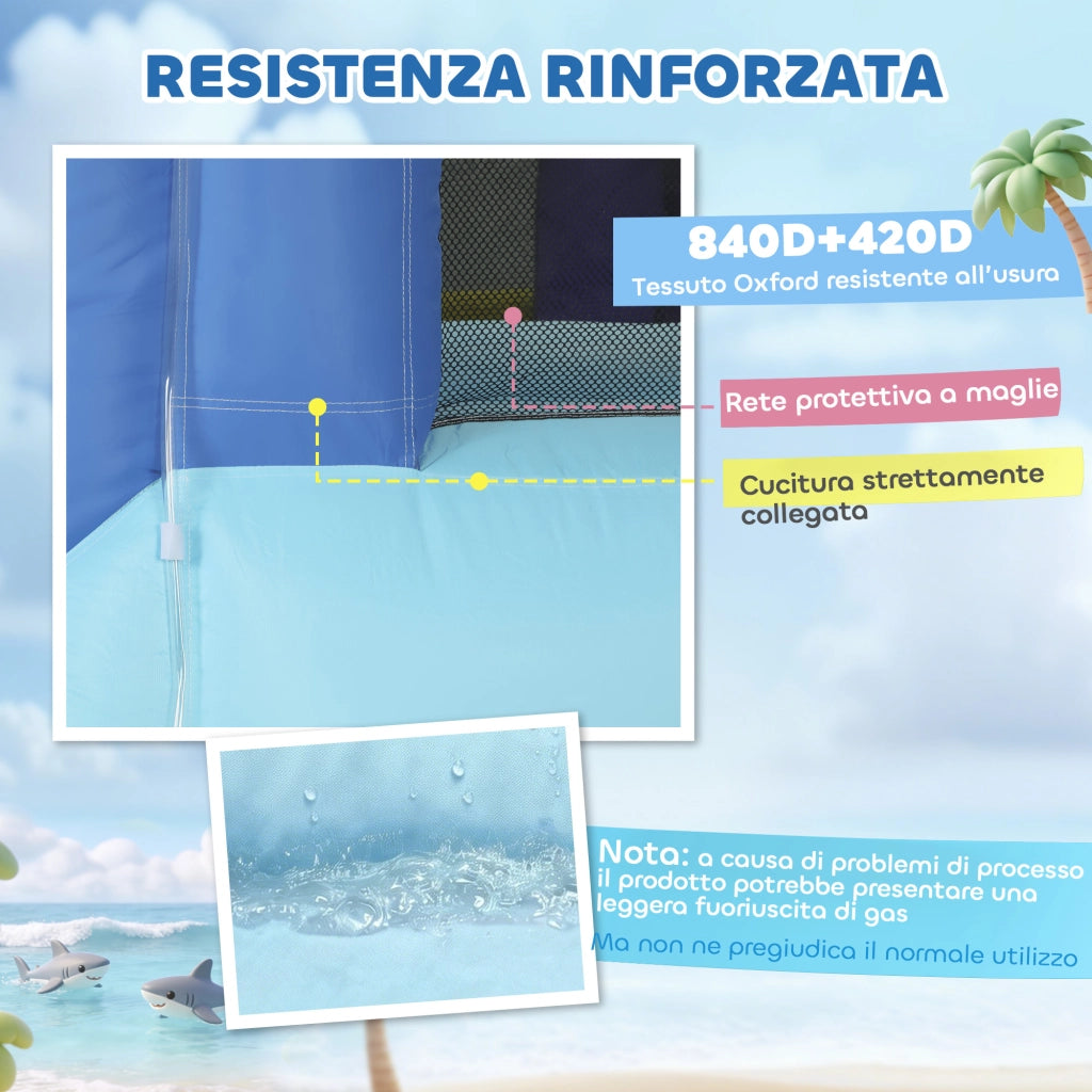 Piscina Gonfiabile con Scivolo a Tema Squali ¨C Minimal ¨C Verde