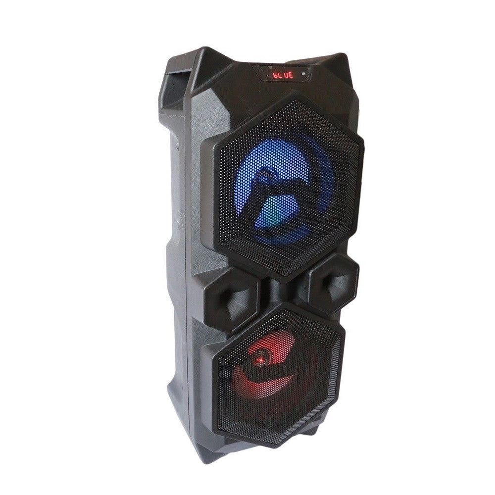 Trade Shop - Cassa Speaker Fm Bluetooth Ricaricabile Sd Usb Aux 2 Portatile Microfono 2511bt -