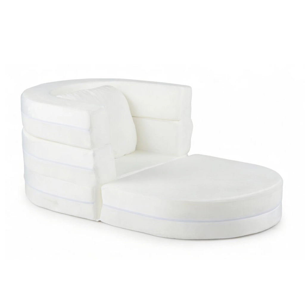 Divano letto convertibile 3-in-1 con coperture lavabili e imbottitura morbida, Divano pieghevole per bambini 3+ anni Bianco