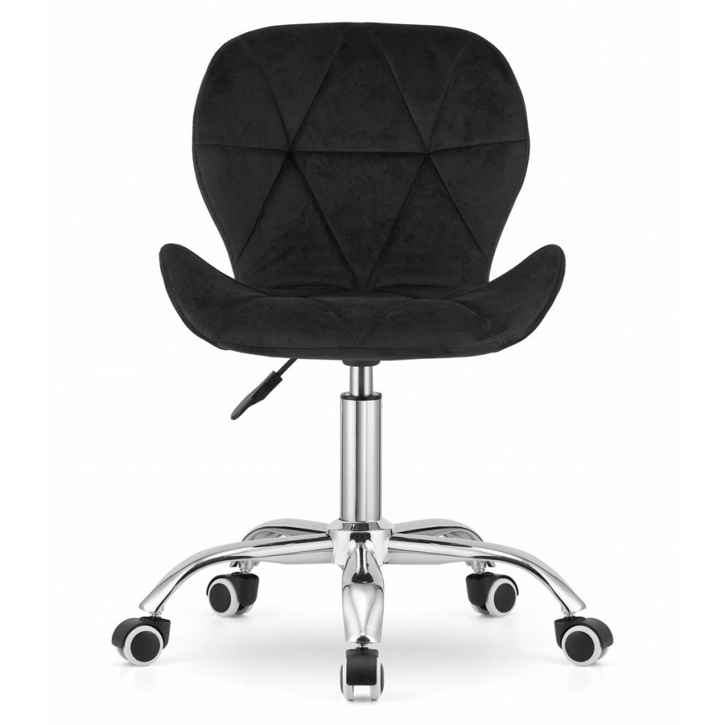 Sgabello Wesley Glamour in Velluto Nero e Oro Rosa