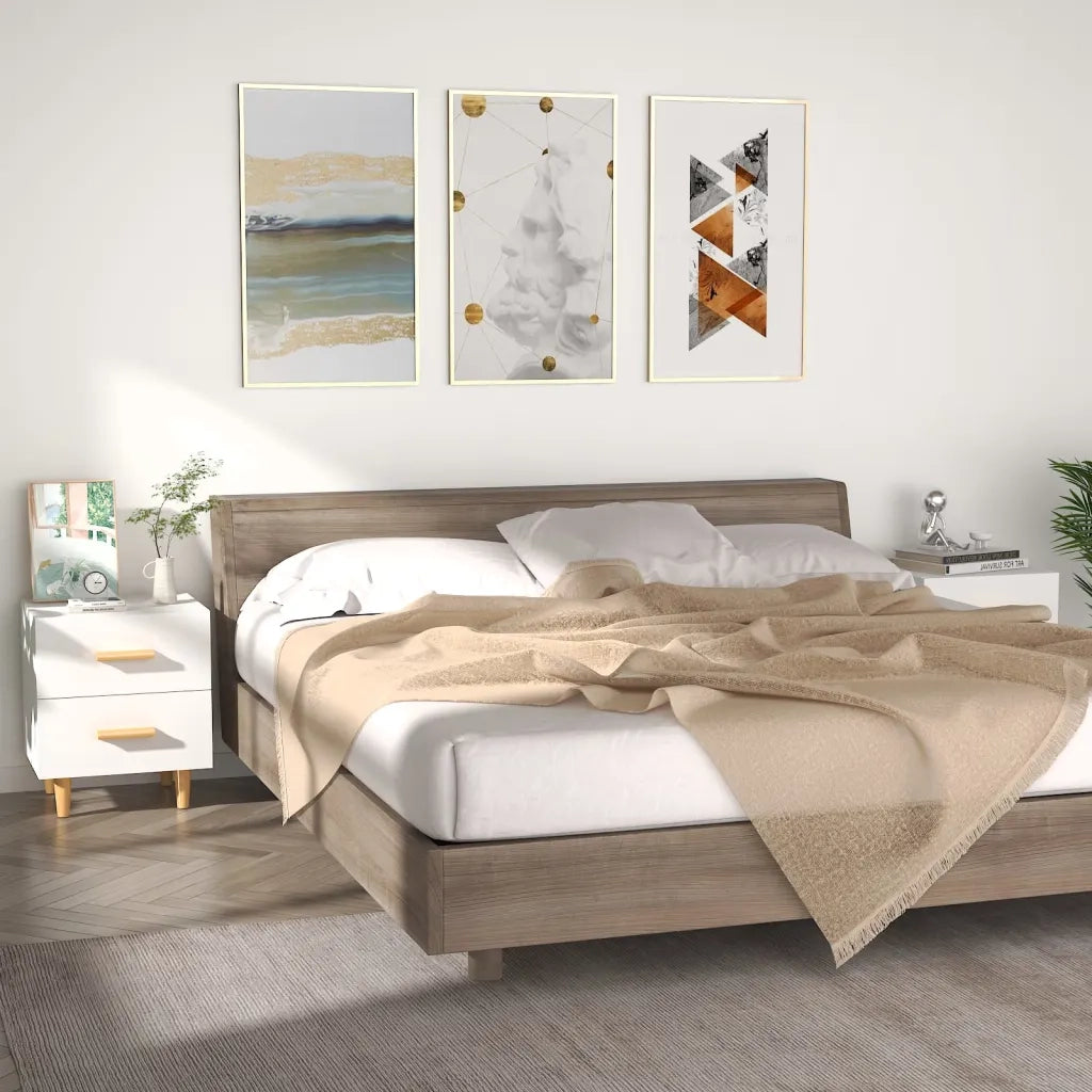 Comodini 2 pz-Set di 2 Tavolino da notte Bianchi 40x35x47,5 cm