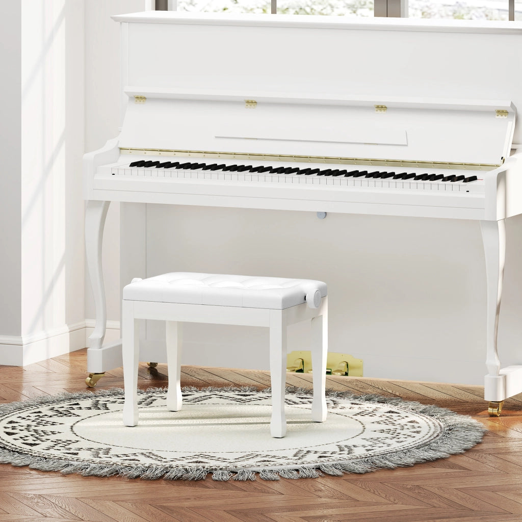 Sgabello da Pianoforte Regolabile ¨C Zephmum ¨C Bianco 64x35x45-55 cm