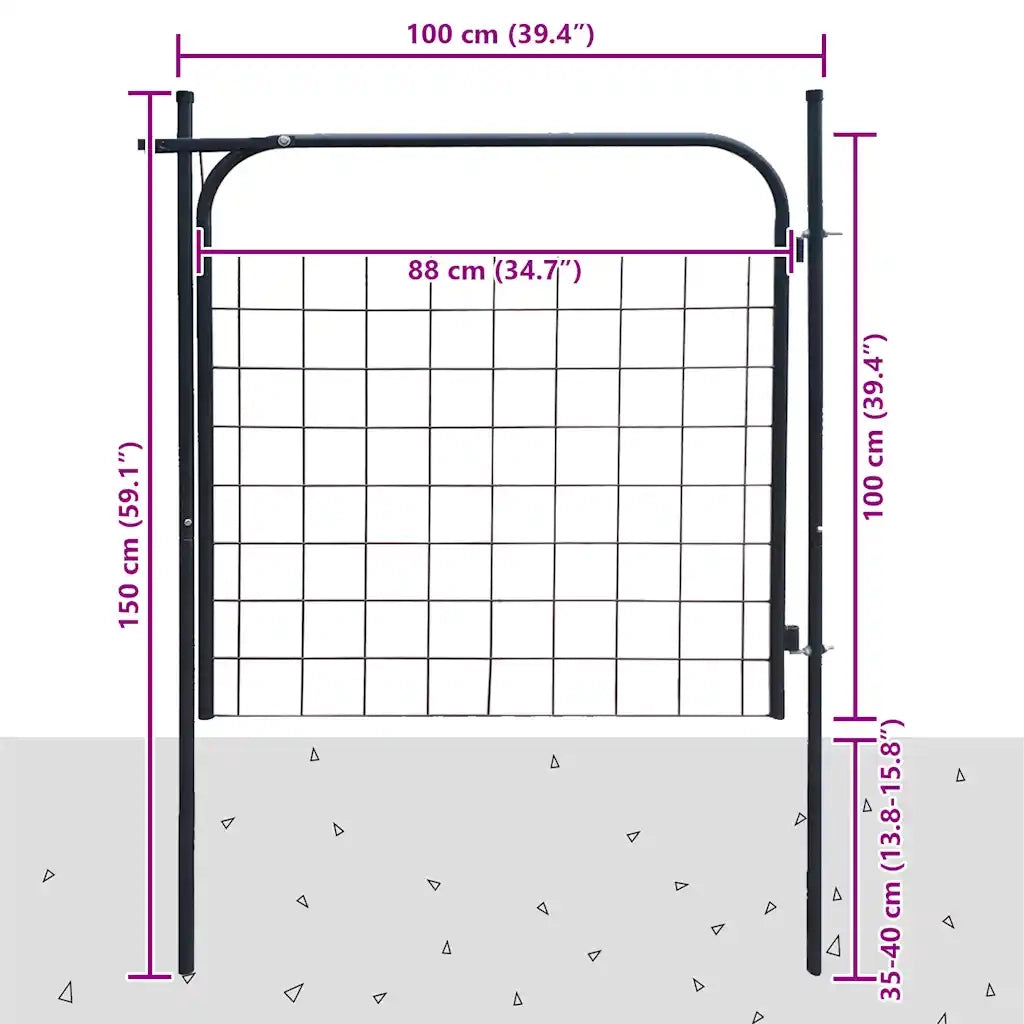 Cancello per Recinzione da Giardino 100x100 cm Antracite 142293