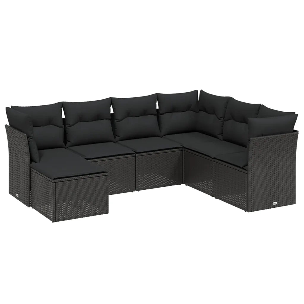 Set Divani da Giardino con Cuscini 7pz Nero Polyrattan 3263211