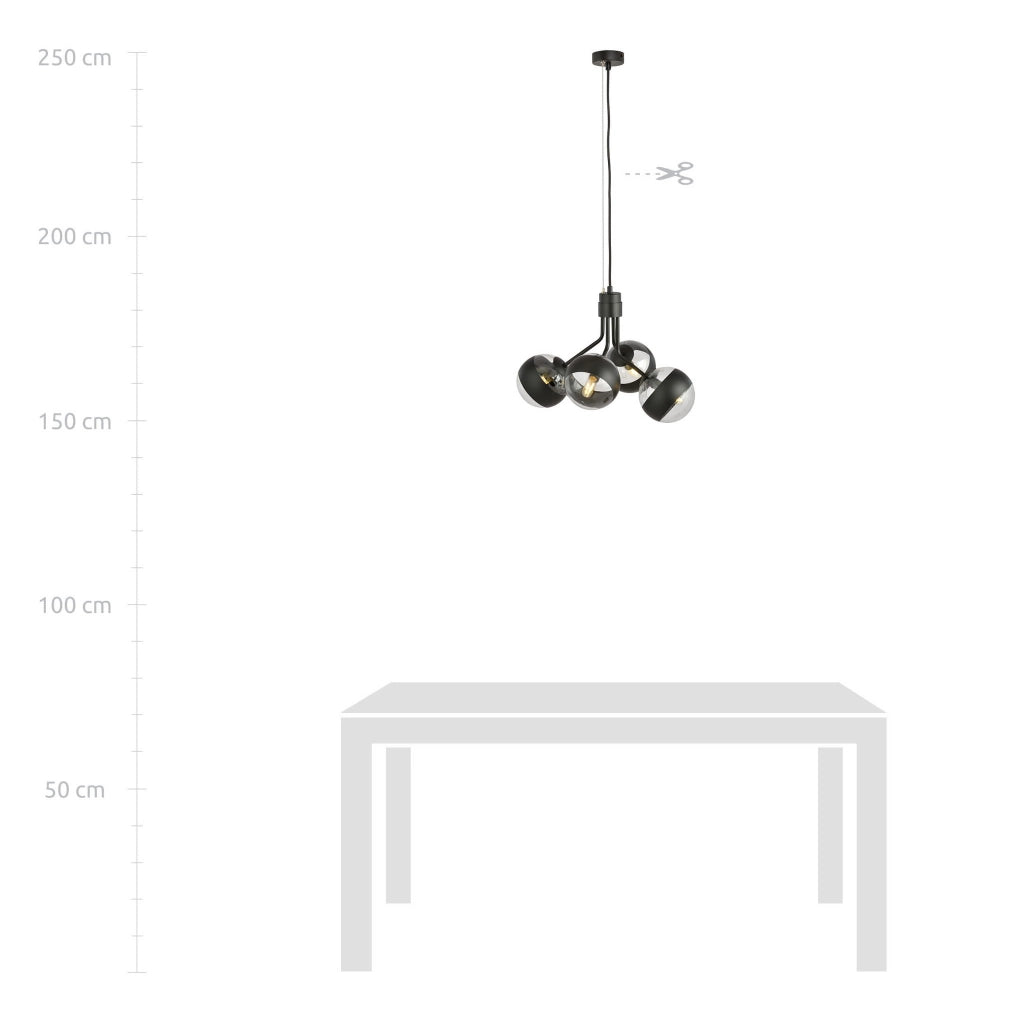 Lampadario Emibig Nova 4xE14 nero/vetro trasparente