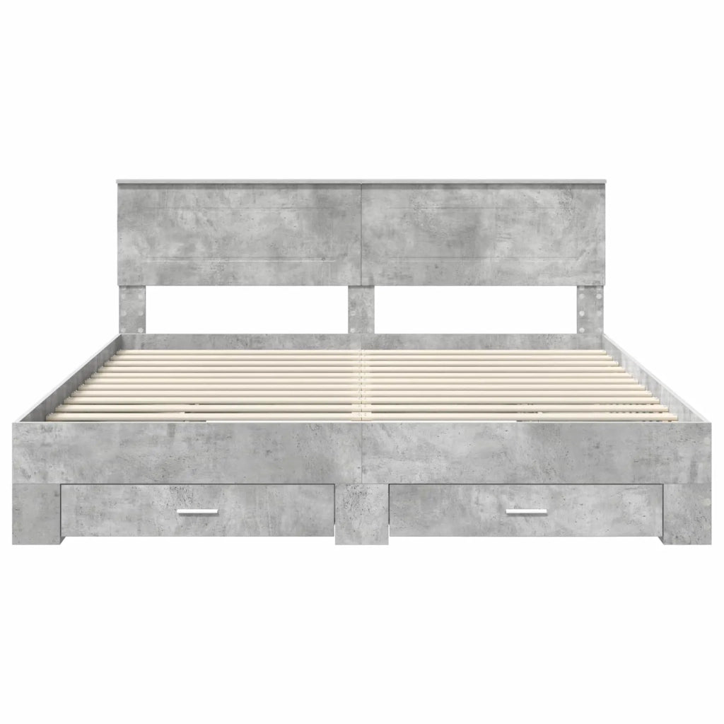 Letto matrimoniale | Letto per adulti | Struttura del letto con testiera Grigio cemento 200 x 200 cm