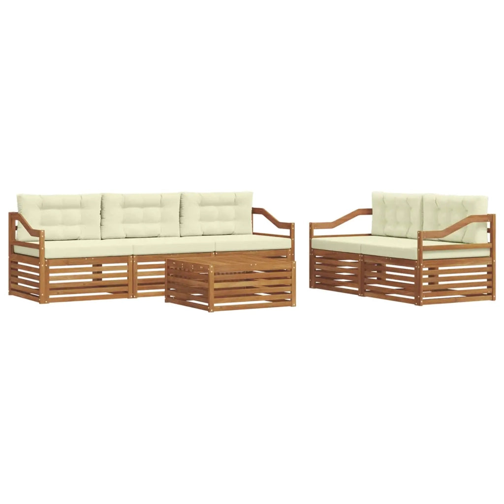 Set di divani da esterno con cuscino 6 pcs Naturale e Crema 3373035