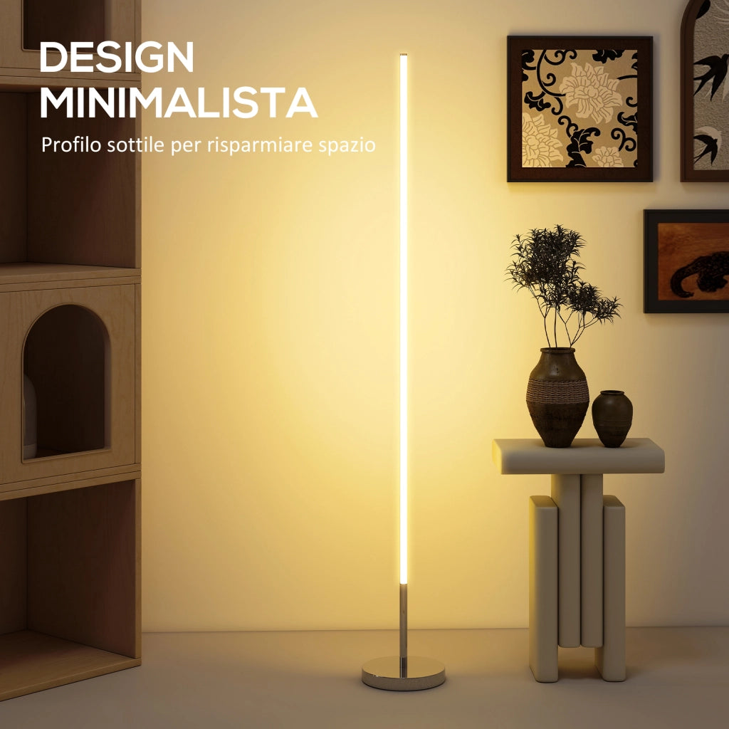 Lampada da Terra LED Alta 150 cm con Temperatura del Colore Regolabile e Telecomando, Argento