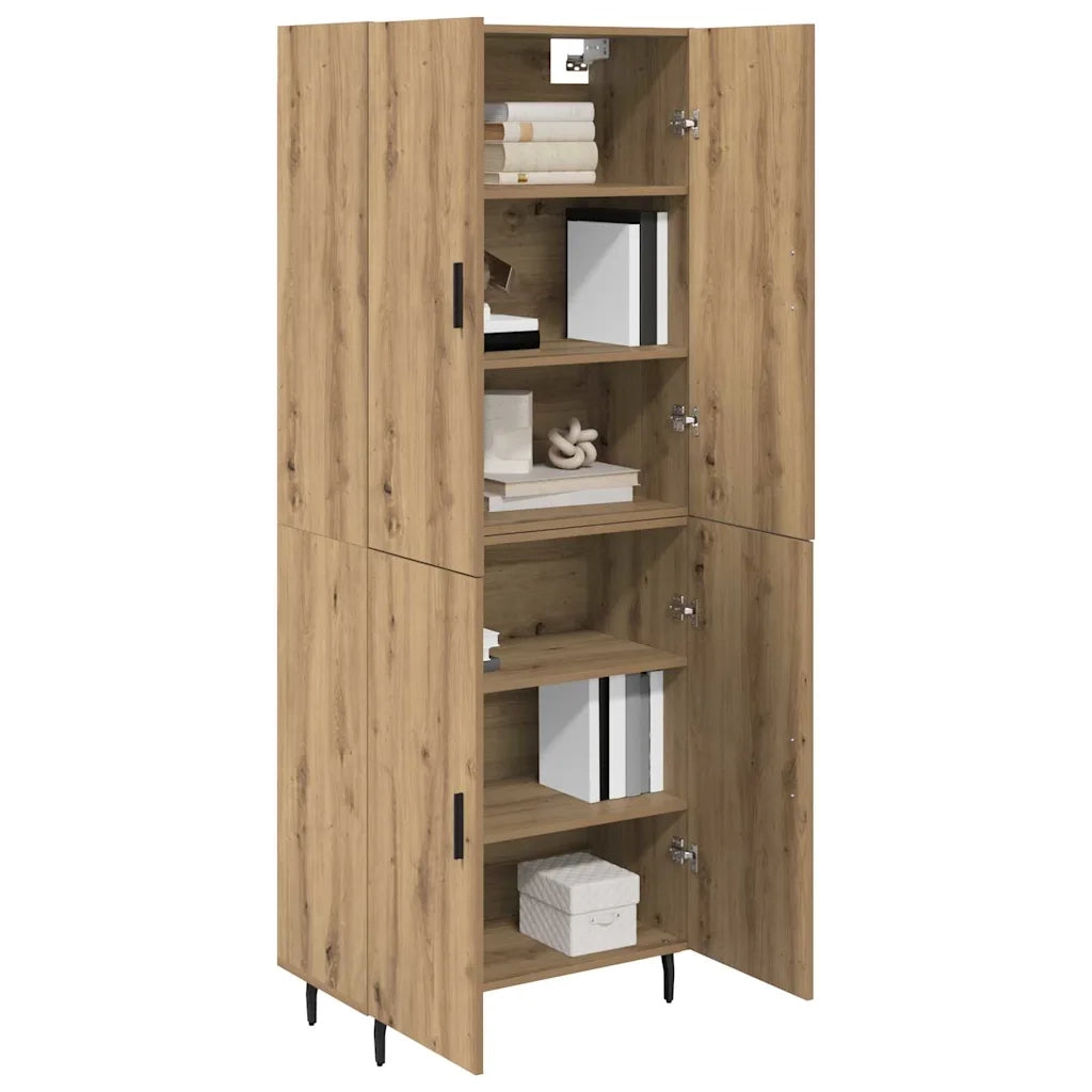 Credenza 2 pcs Rovere artigianale Legno Stratificato e Vetro 3415876
