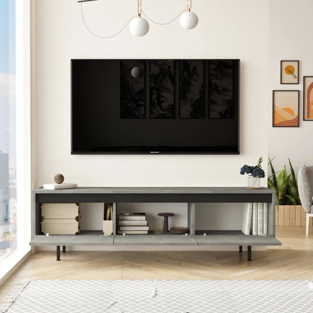 Titli, Mobile Porta tv un Ripiano, 160x36x45h cm Argento
