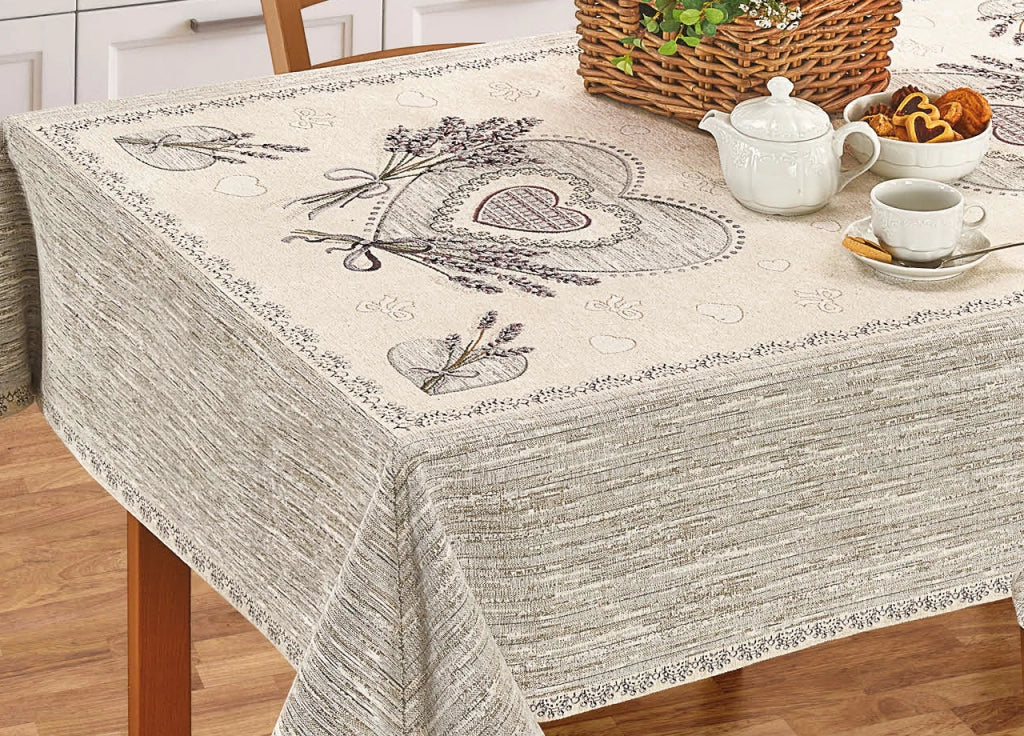 Tovaglia Copritavolo Centrino Runner Tavola Fantasia Floreale Lavanda Made Italy - 140x180 - Lavanda