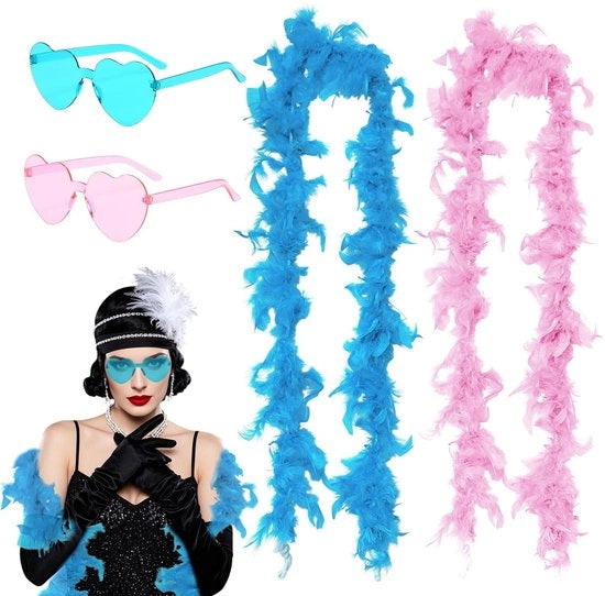 Accessori per festa - 4 pezzi - Occhiali da sole - Sciarpa morbida - 2 m - Accessori per carnevale/Halloween