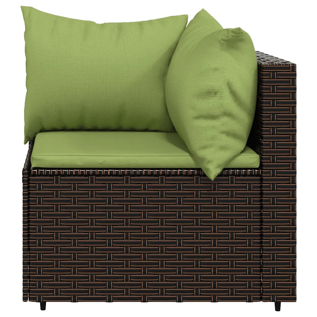 Set Mobili da Giardino 3 pz con Cuscini in Polyrattan Marrone CFW9585592