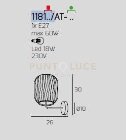 APPLIQUE OTTONE SATINATO 1 LUCE VETRO BLU 1181OS-AT-BL