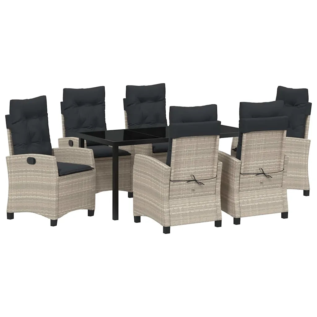 Set da Pranzo per Giardino 7 pcs Grigio chiaro polyrattan