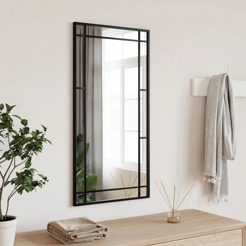 Specchio da Parete | Specchio decorativo Nero 40x80 cm Rettangolare in Ferro