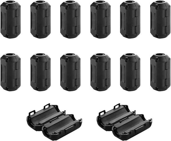 14 pezzi di anello di raccordo clip-on neri per filtro di riduzione del rumore sonoro per cavi di altoparlanti USB